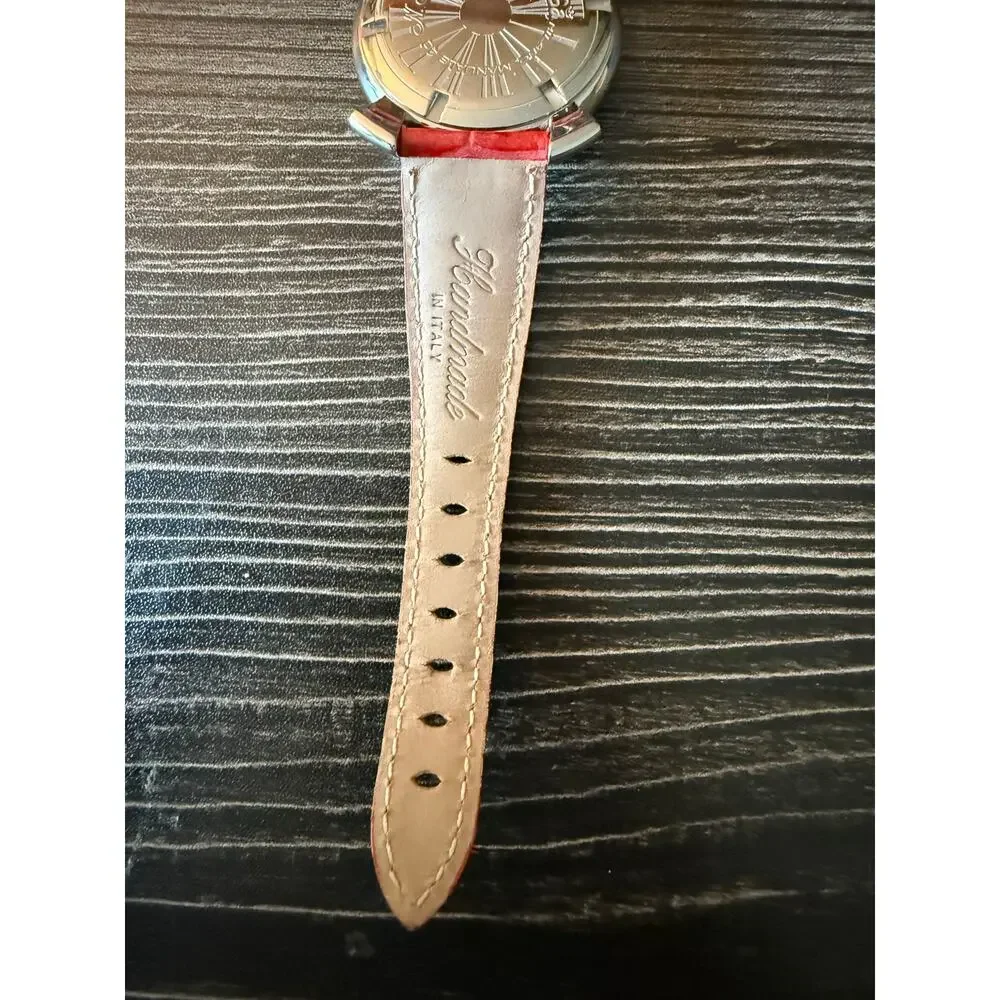 GaGa MILANO Quartz Red Leather Strap Manuale 40mm 5020.2 Black Dial